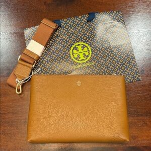 TORY BURCH BLAKE swingpack brown leather crossbody bag